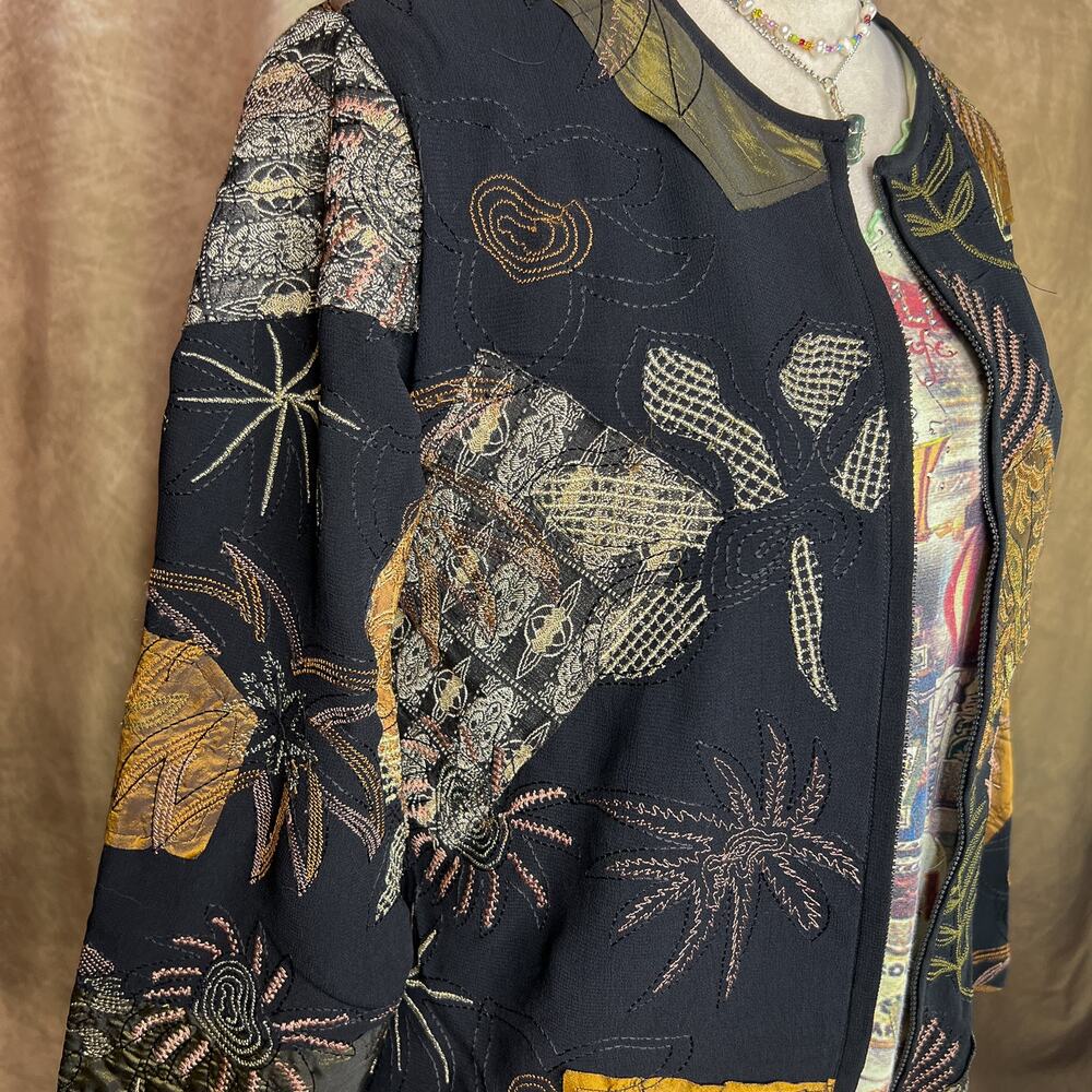 Vintage 90s Patchwork Jacket Embroidered Multicol… - image 6